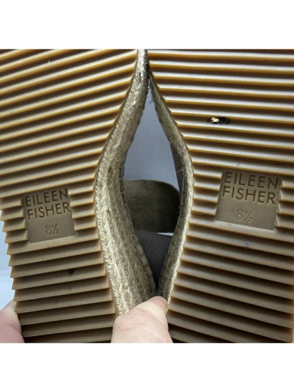Eileen Fisher Willow Espadrille Platform Wedge Sandals Women 8.5 Tumbled Leather